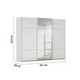 SCHWEBETÜRENSCHRANK 301/223/68 cm 3-türig Grau, Weiß  - Weiß/Grau, KONVENTIONELL, Glas/Holzwerkstoff (301/223/68cm) - Novel