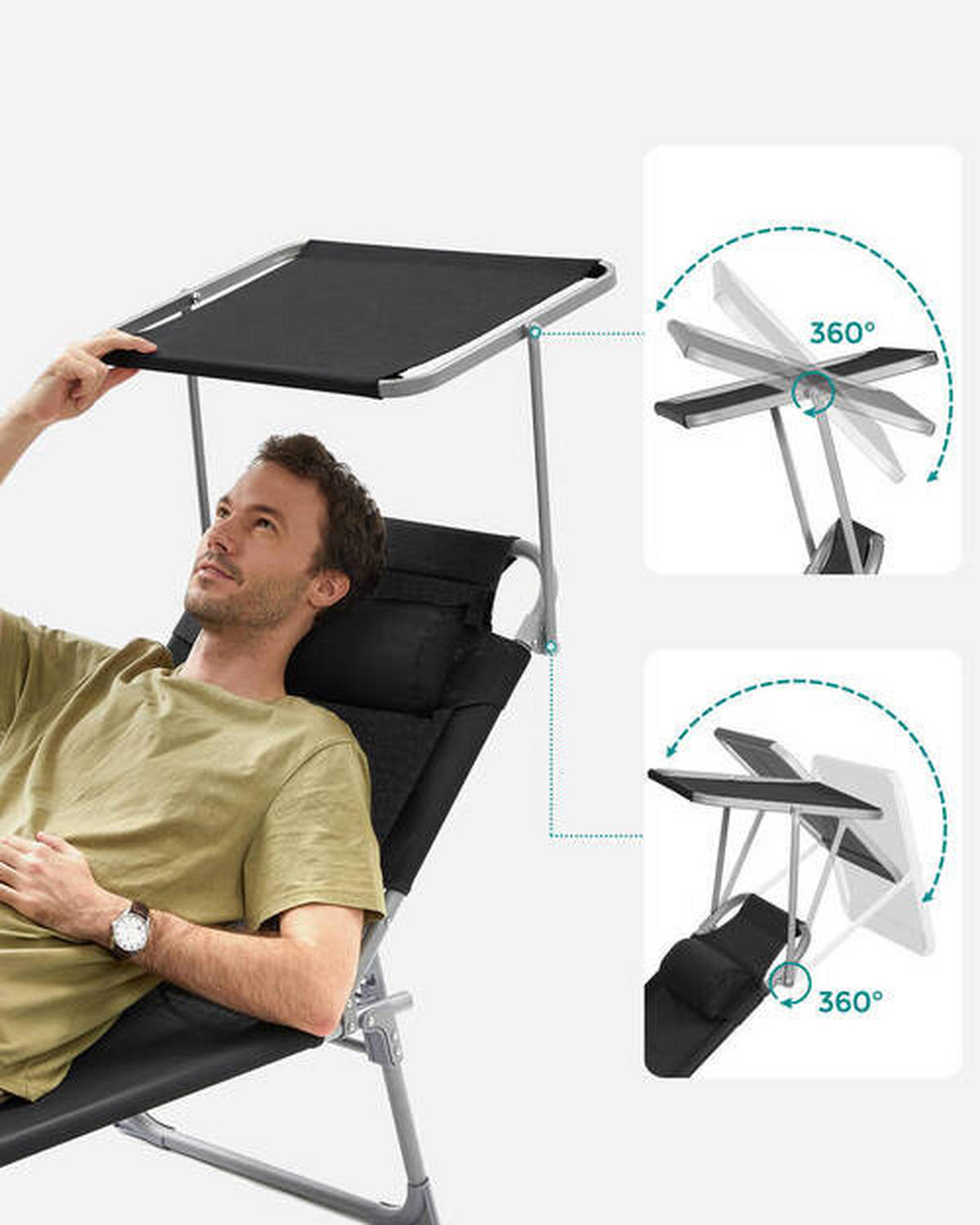 OPALOVACÍ LEHÁTKO kov, textil - černá, Basics, kov/textil (53/29,5/193cm) - Modante