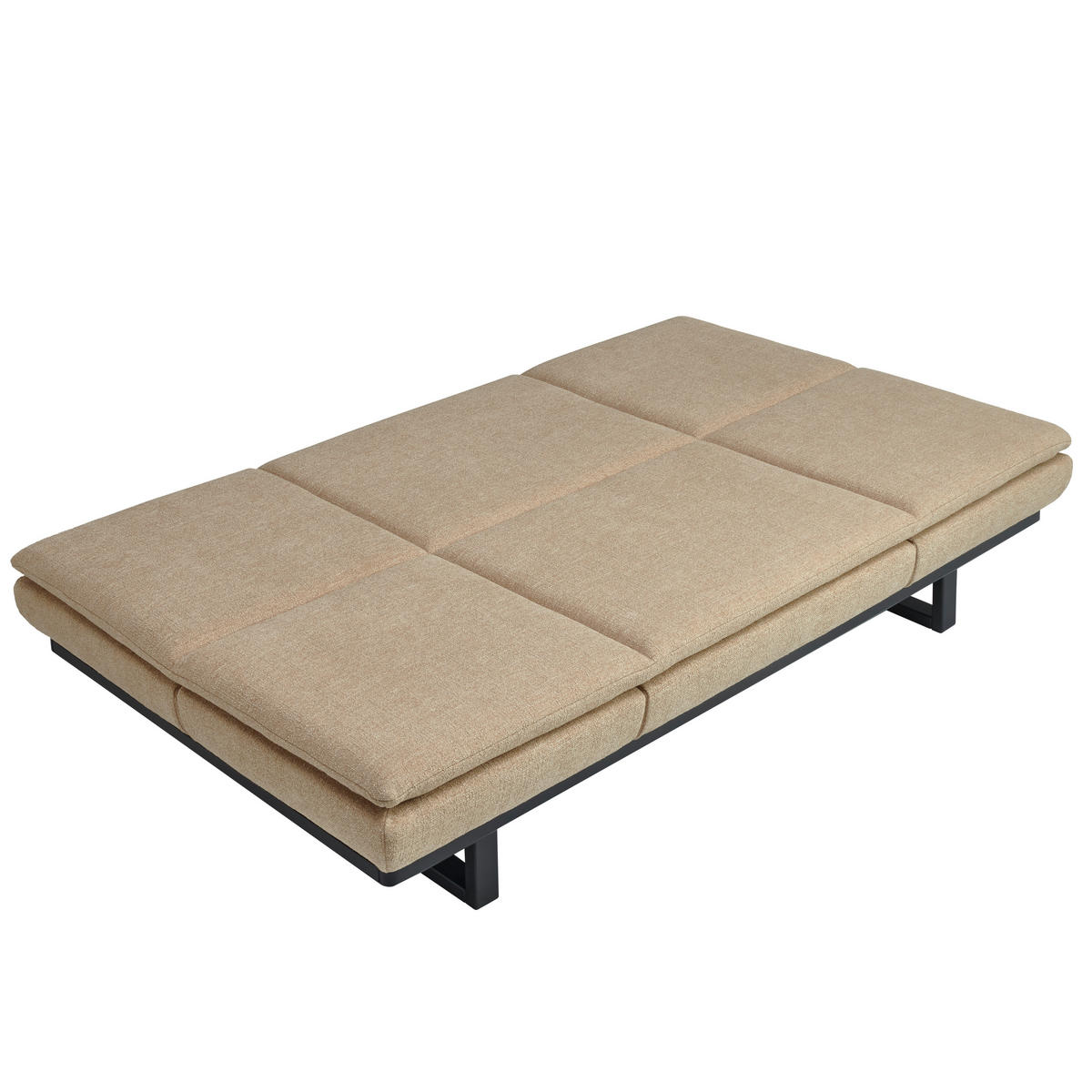 SCHLAFSOFA  in Flachgewebe Beige  - Beige/Schwarz, Design, Holz/Textil (201/80/120cm) - Joka