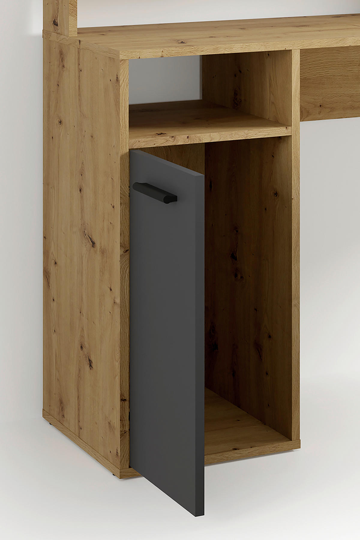 SCHREIBTISCH - Anthrazit/Eiche Artisan, MODERN, Holzwerkstoff/Kunststoff (139/139/90,8cm) - MID.YOU