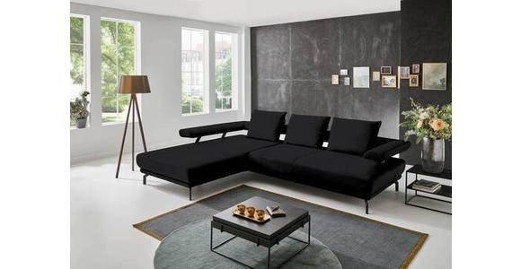 ECKSOFA in Echtleder Schwarz  - Schwarz, Design, Leder/Metall (224/305cm) - Dieter Knoll