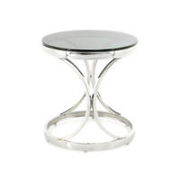 SIDOBORD i metall, glas 40/40/42 cm  - silver/svart, Basics, metall/glas (40/40/42cm) - Kayoom