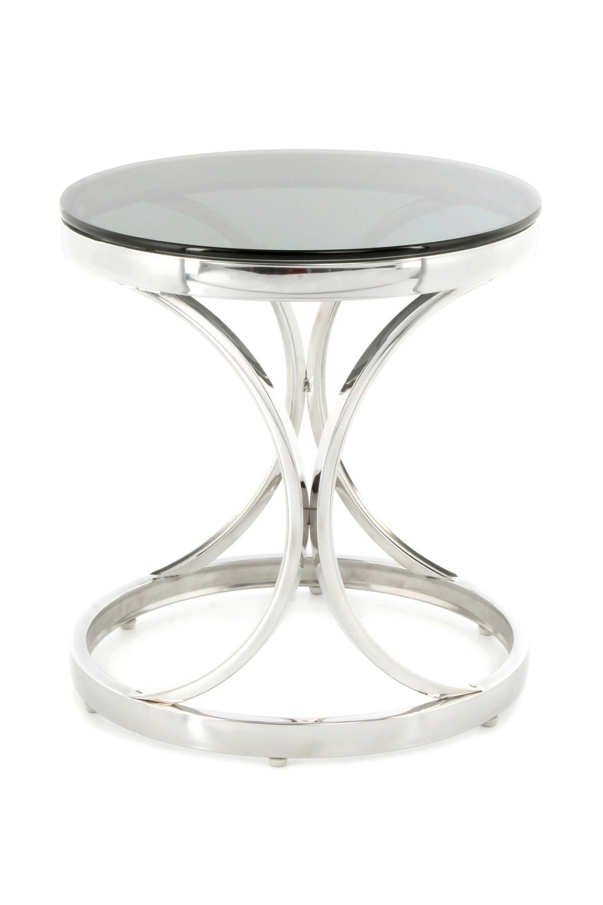 SIDOBORD i metall, glas 40/40/42 cm  - silver/svart, Basics, metall/glas (40/40/42cm) - Kayoom