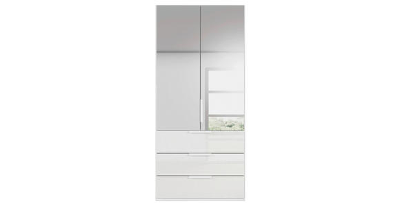 DREHTÜRENSCHRANK 101/223/61 cm,  in Weiß, 2-türig  - Weiß, Basics, Glas/Holzwerkstoff (101/223/61cm) - Novel