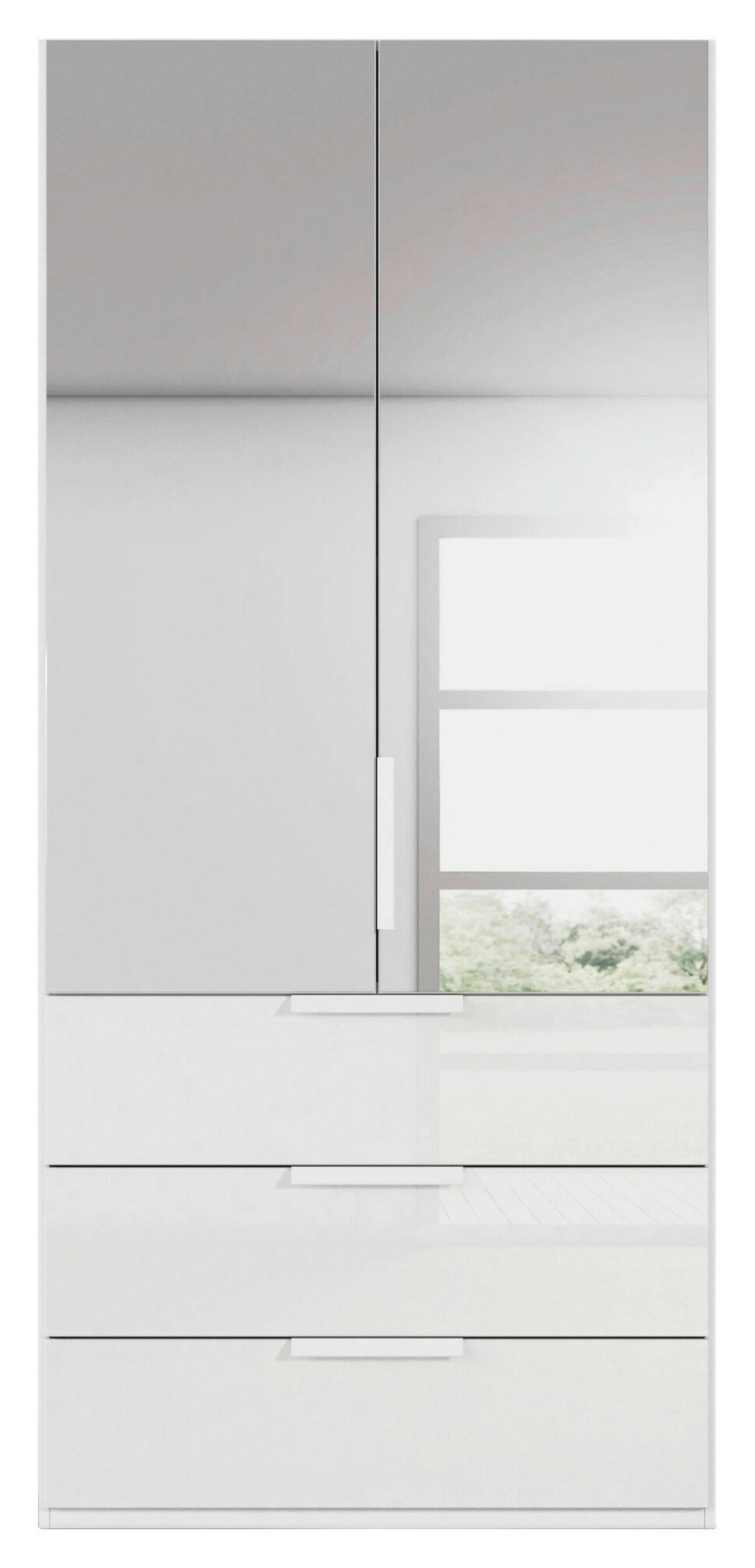 DREHTÜRENSCHRANK 101/223/61 cm,  in Weiß, 2-türig  - Weiß, Basics, Glas/Holzwerkstoff (101/223/61cm) - Novel