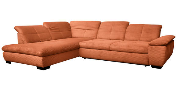 ECKSOFA in Cord Rostfarben 242/313 cm - Rostfarben/Schwarz, Design, Textil/Metall (242/313cm) - Xora