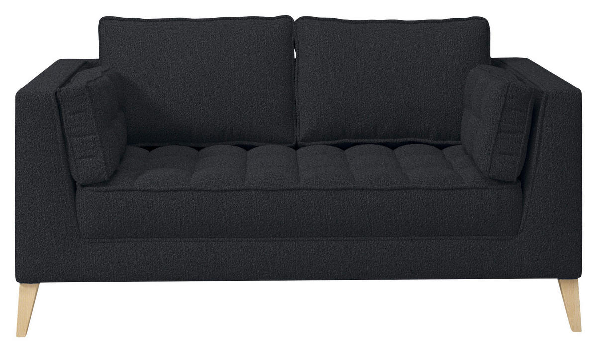 2-SITZER-SOFA in Bouclé Schwarz  - Schwarz/Naturfarben, Design, Holzwerkstoff/Textil (110/95/85cm) - MID.YOU