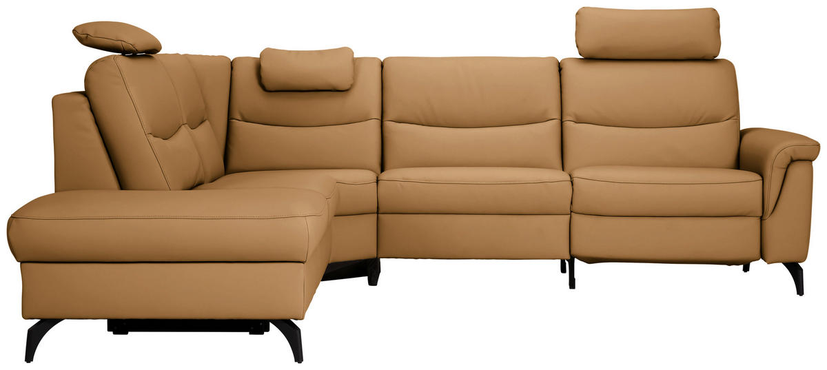 ECKSOFA in Echtleder Karamell  249/280 cm  - Anthrazit/Karamell, Design, Leder/Metall (249/280cm) - Himolla Komfortklass