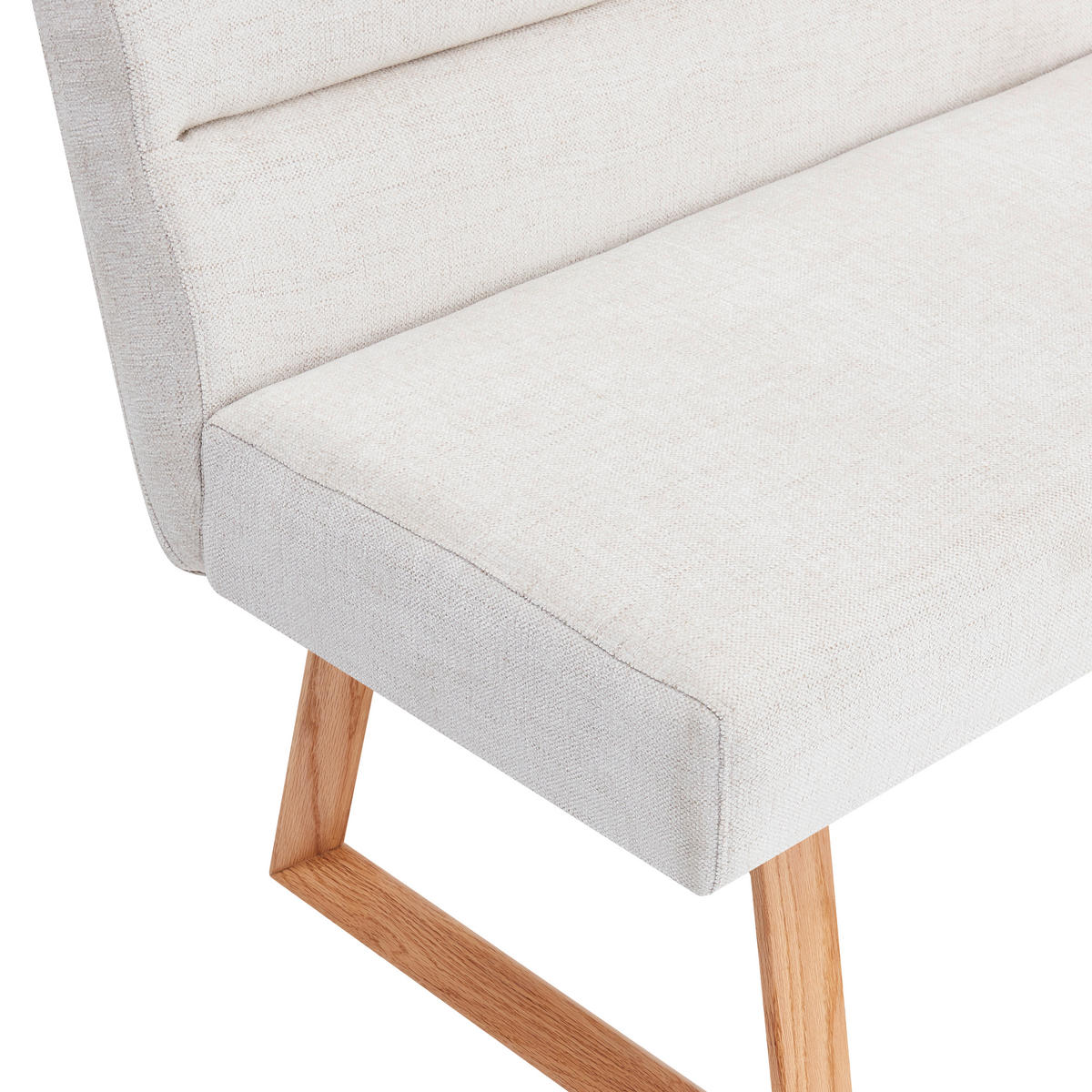 SITZBANK 160/82/61 cm Leinenoptik Eichefarben, Beige Eiche massiv  - Eichefarben/Beige, MODERN, Holz/Textil (160/82/61cm) - Livetastic