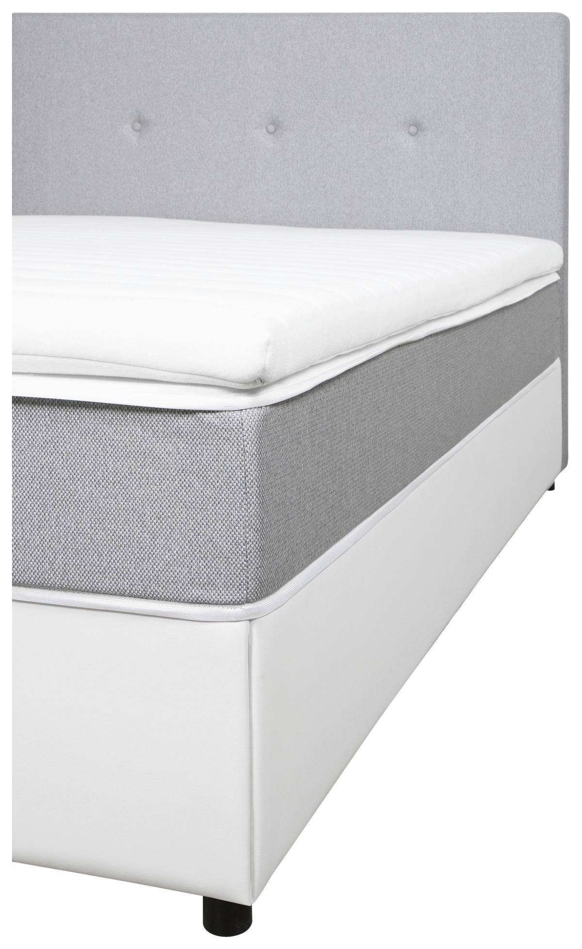 BOXBETT 180/200 cm  in Weiß, Hellgrau  - Hellgrau/Schwarz, KONVENTIONELL, Holz/Textil (180/200cm) - Boxxx