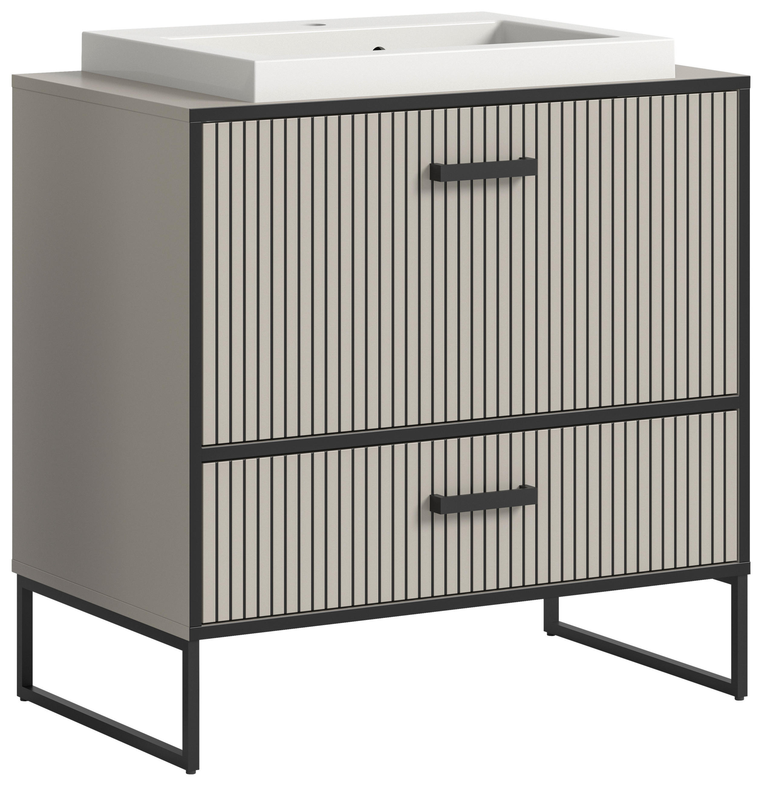 WASCHTISCHKOMBI  - Kaschmir/Schwarz, MODERN, Holzwerkstoff/Metall (80/84/48cm) - MID.YOU