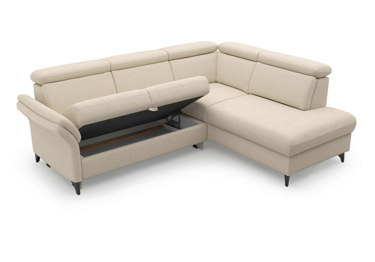 ECKSOFA GLENDALE E Sandfarben Chenille  - Sandfarben/Schwarz, KONVENTIONELL, Textil/Metall (247/193cm) - Sit & More