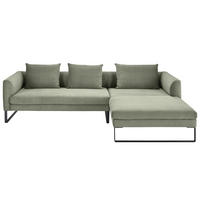 ECKSOFA Olivgrün Feincord Rückenkissen, Rücken echt  - Schwarz/Olivgrün, KONVENTIONELL, Textil/Metall (284/178cm) - Hom`in