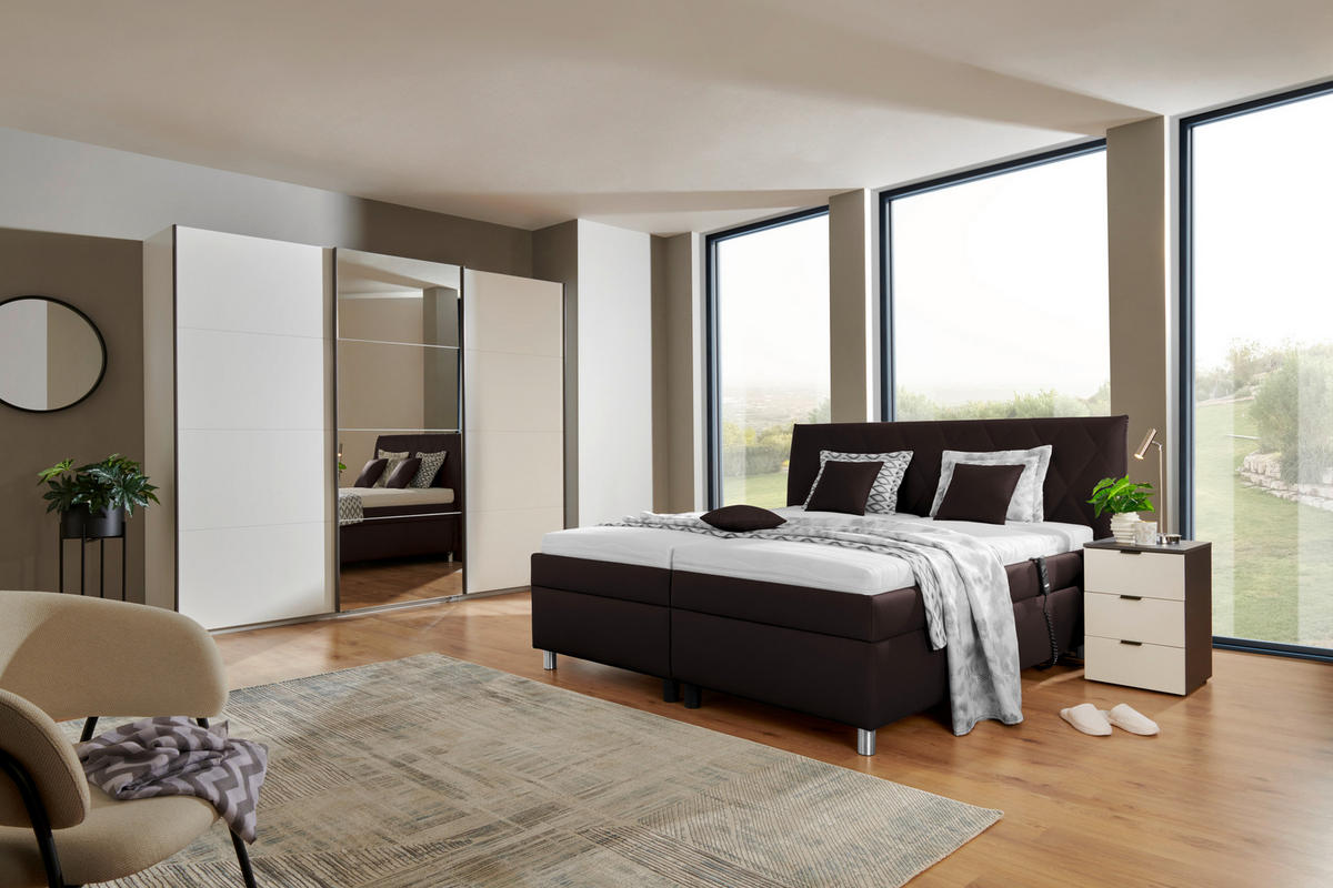 POLSTERBETT 200/200 cm  in Dunkelbraun  - Weiss/Dunkelbraun, Konventionell, Holz/Textil (200/200cm) - Esposa