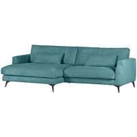 ECKSOFA in Cord Petrol  - Petrol/Schwarz, Lifestyle, Textil/Metall (140/270cm) - Livetastic