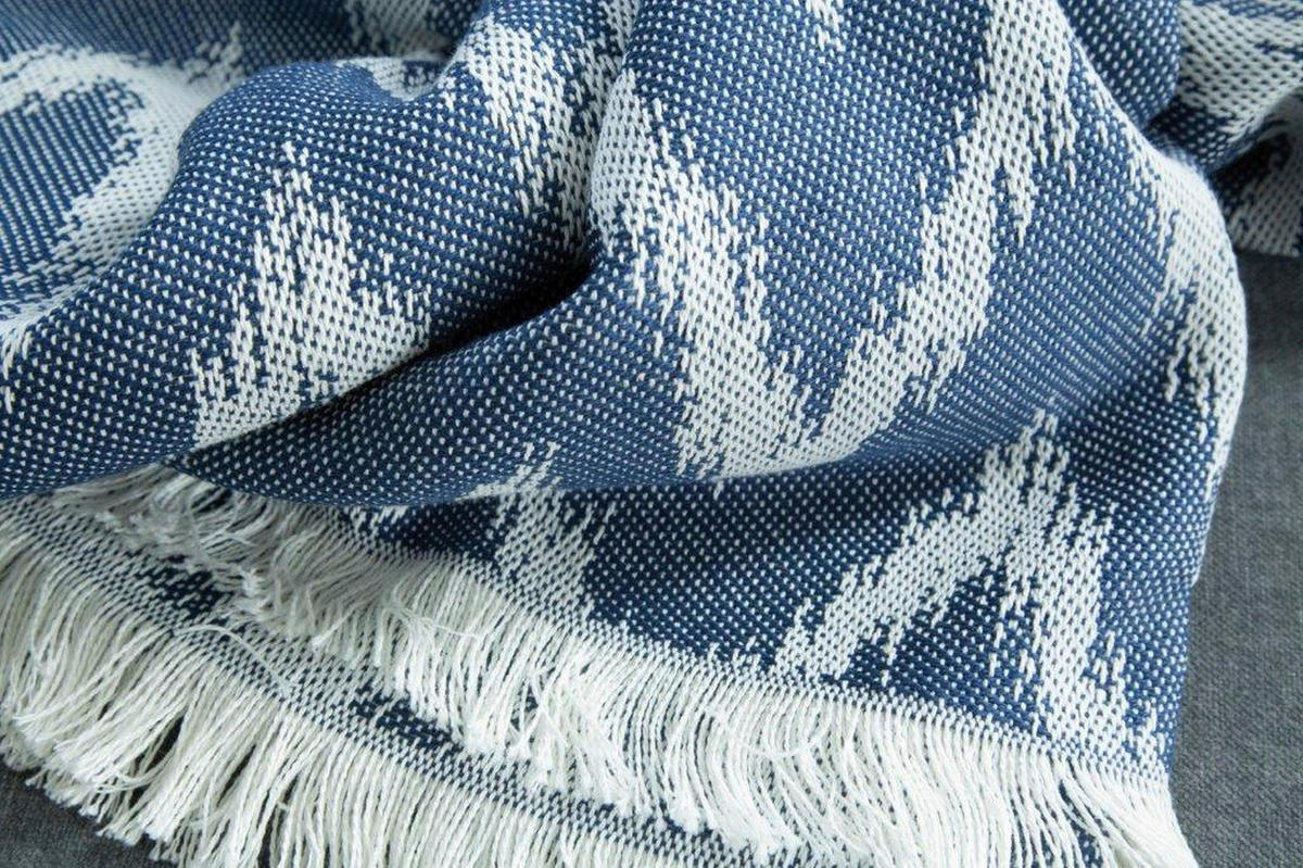 PLAID Zig Zag 140/180 cm  - Blau/Creme, Konventionell, Textil (140/180cm) - Tom Tailor