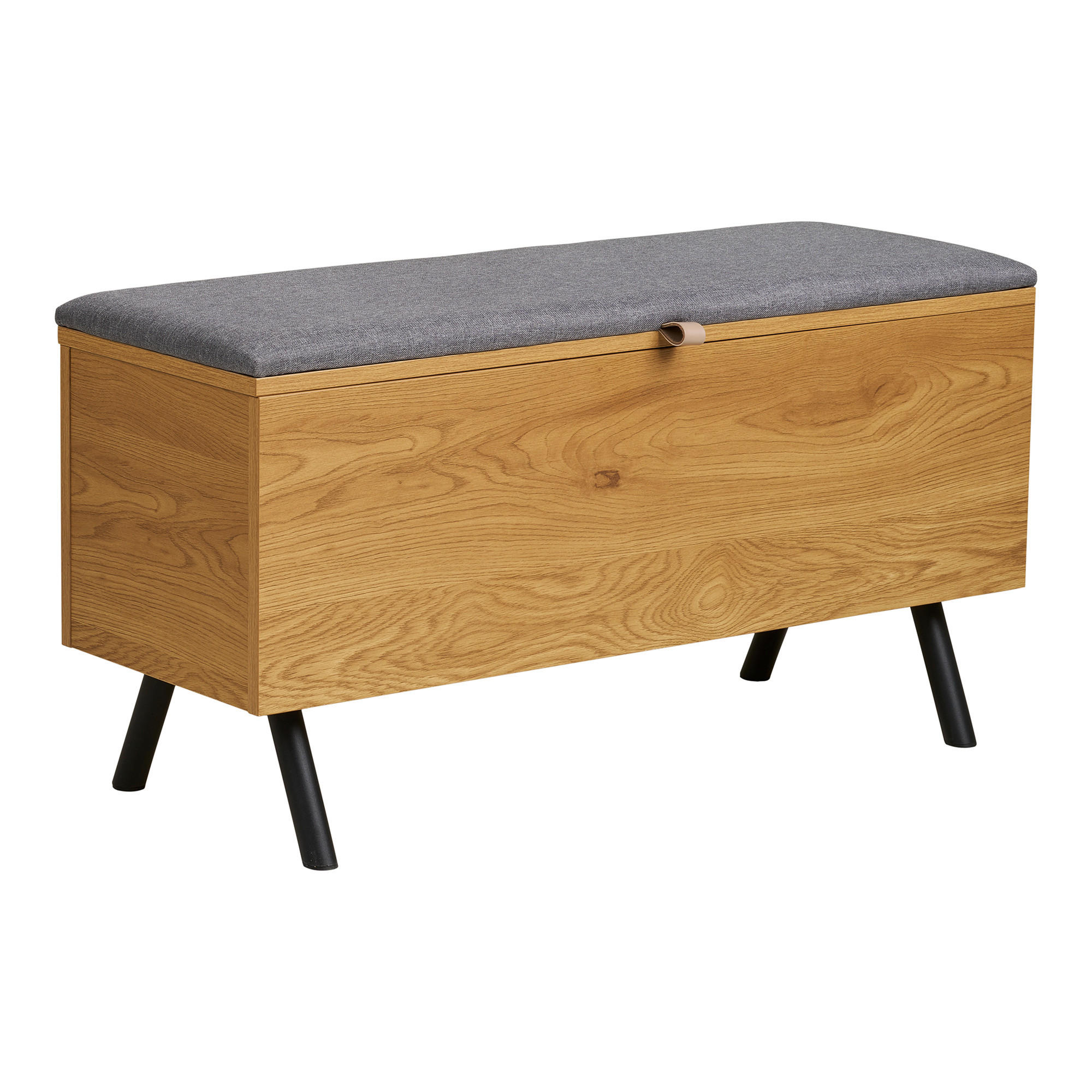 TRUHENBANK in Textil, Holzwerkstoff 92/48/33 cm  - Eichefarben/Schwarz, Design, Holzwerkstoff/Textil (92/48/33cm) - MID.YOU