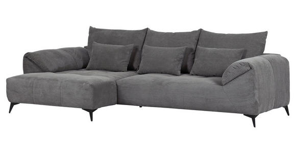 ECKSOFA in Cord Dunkelgrau  - Dunkelgrau/Schwarz, KONVENTIONELL, Textil/Metall (176/311cm) - Carryhome