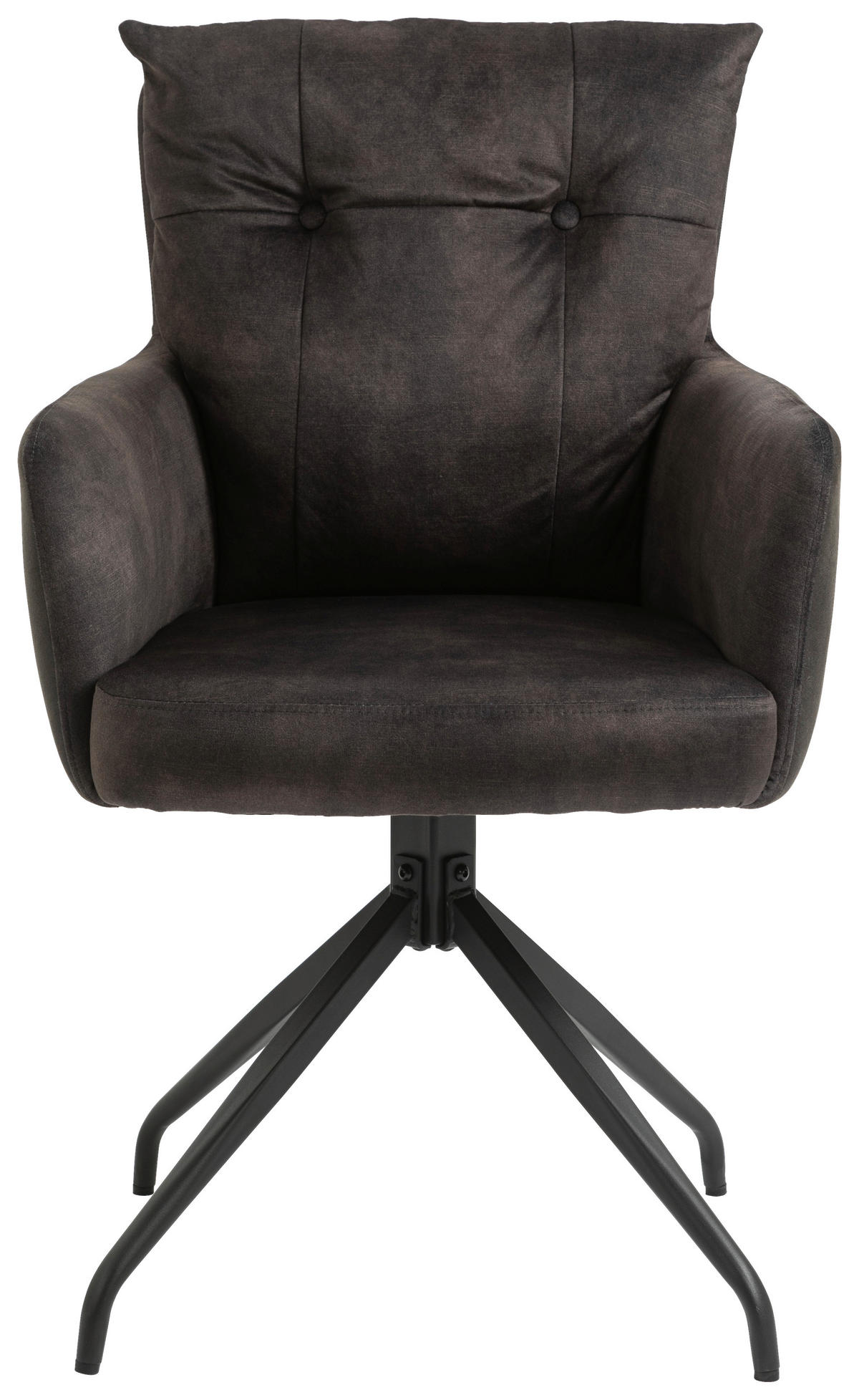 ARMLEHNSTUHL  Sitzfläche 180° drehbar, automatische Rückholfunktion gesteppt  - Dunkelbraun/Schwarz, Design, Textil/Metall (60/92/67cm) - Livetastic