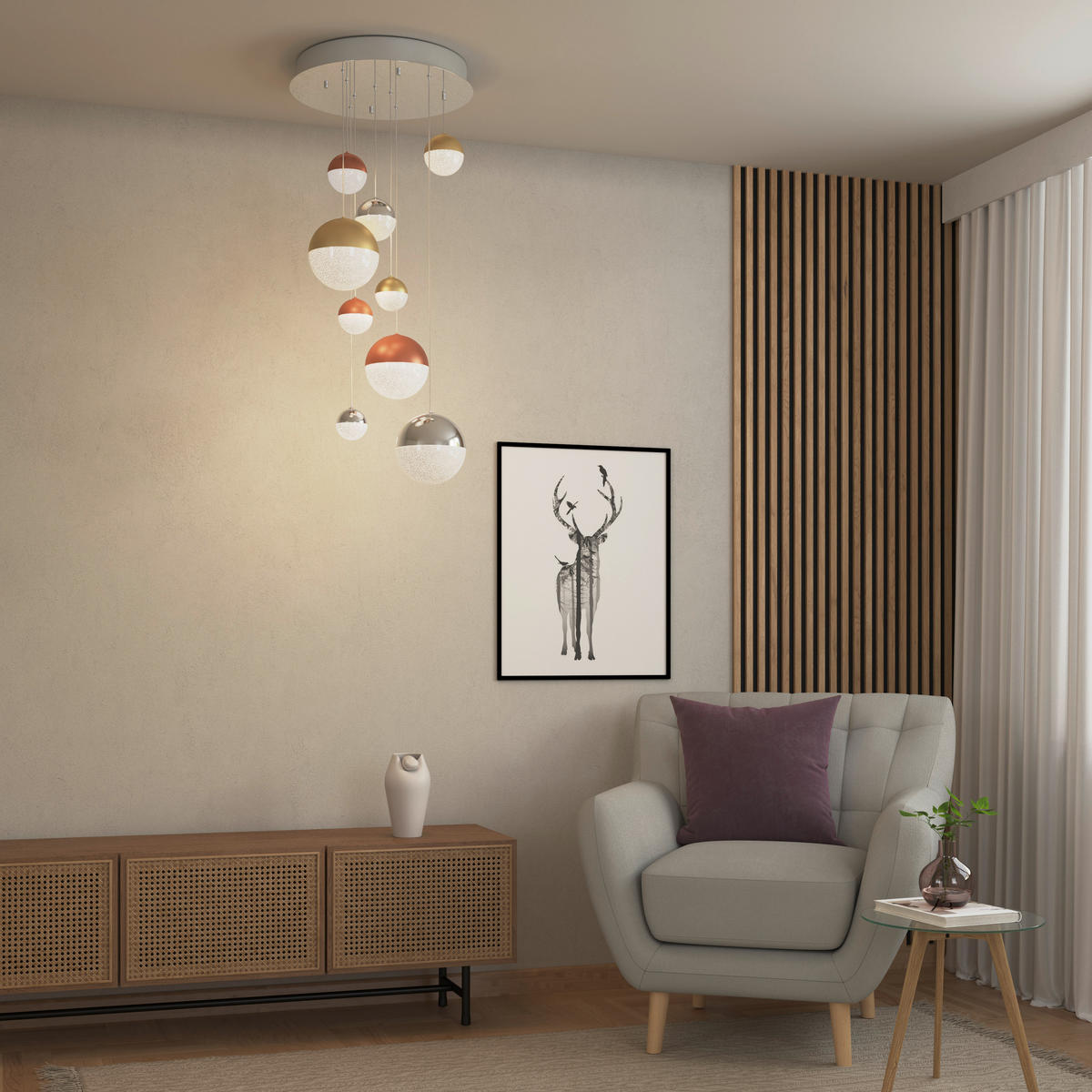 LED-HÄNGELEUCHTE Stafford 50/150 cm   - Chromfarben/Messingfarben, Basics, Metall (50/150cm) - Dieter Knoll