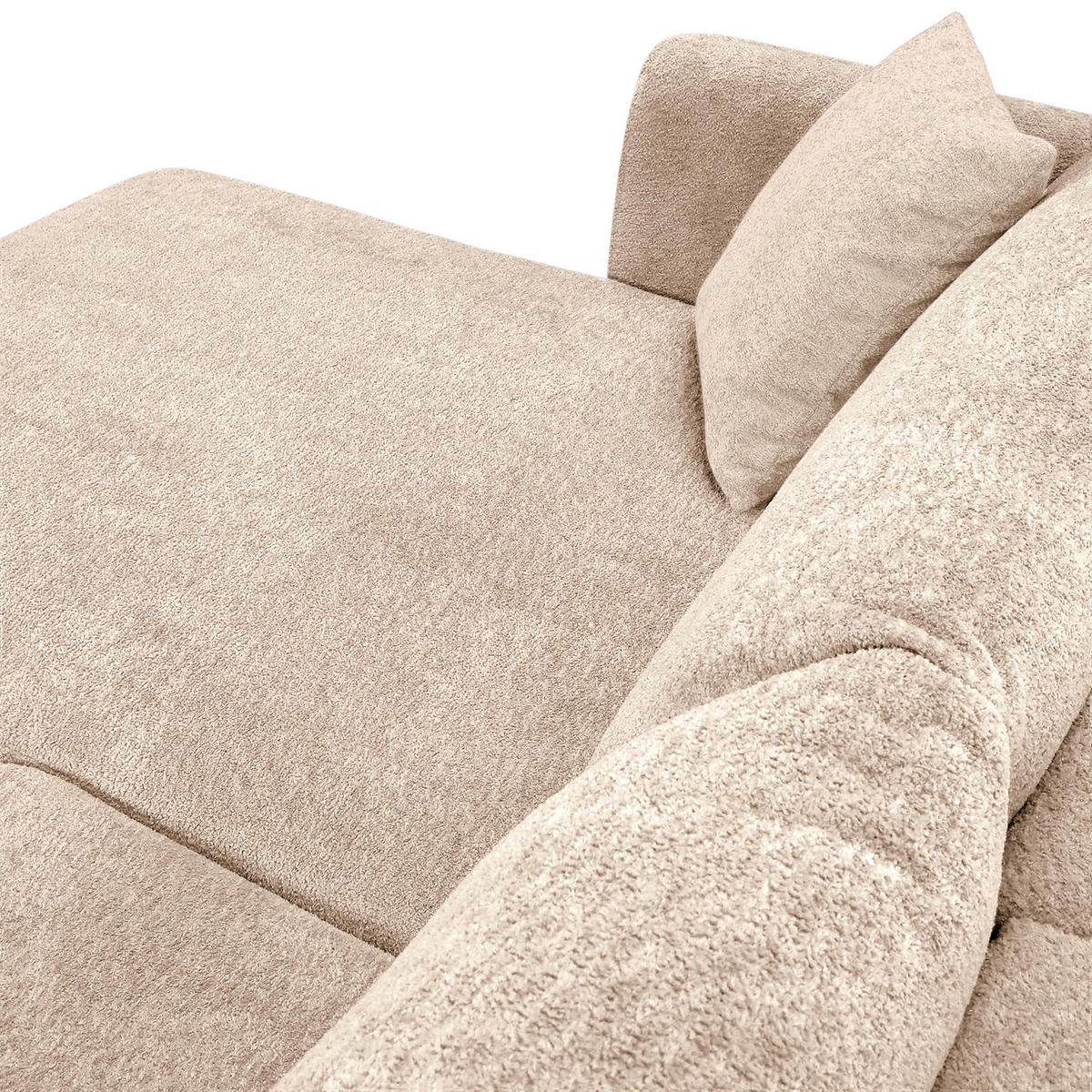 ECKSOFA Beige Plüsch Zierkissen, Rückenkissen, Bettkasten, Schlaffunktion, Rücken echt, Liegefläche im Originalstoff  - Beige/Schwarz, MODERN, Kunststoff/Textil (246/178cm) - Carryhome