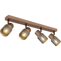 DECKENLEUCHTE 56/12/12,5 cm   - Cappuccino, Design, Glas/Metall (56/12/12,5cm) - Novel