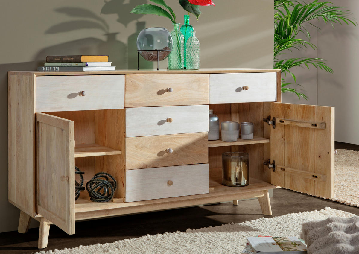 SIDEBOARD Kata  in 140/80/41 cm  - Naturfarben/Weiß, Design, Holz (140/80/41cm) - Landscape