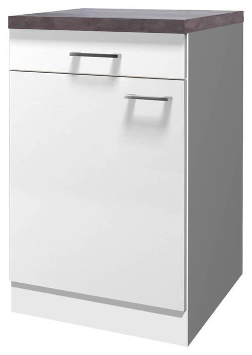 KÜCHENUNTERSCHRANK 50/85/60 cm in Weiß - Graubraun/Alufarben, KONVENTIONELL, Holzwerkstoff/Kunststoff (50/85/60cm) - FlexWell