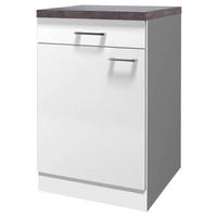 KÜCHENUNTERSCHRANK 50/85/60 cm  in Weiß  - Graubraun/Alufarben, KONVENTIONELL, Holzwerkstoff/Kunststoff (50/85/60cm) - FlexWell