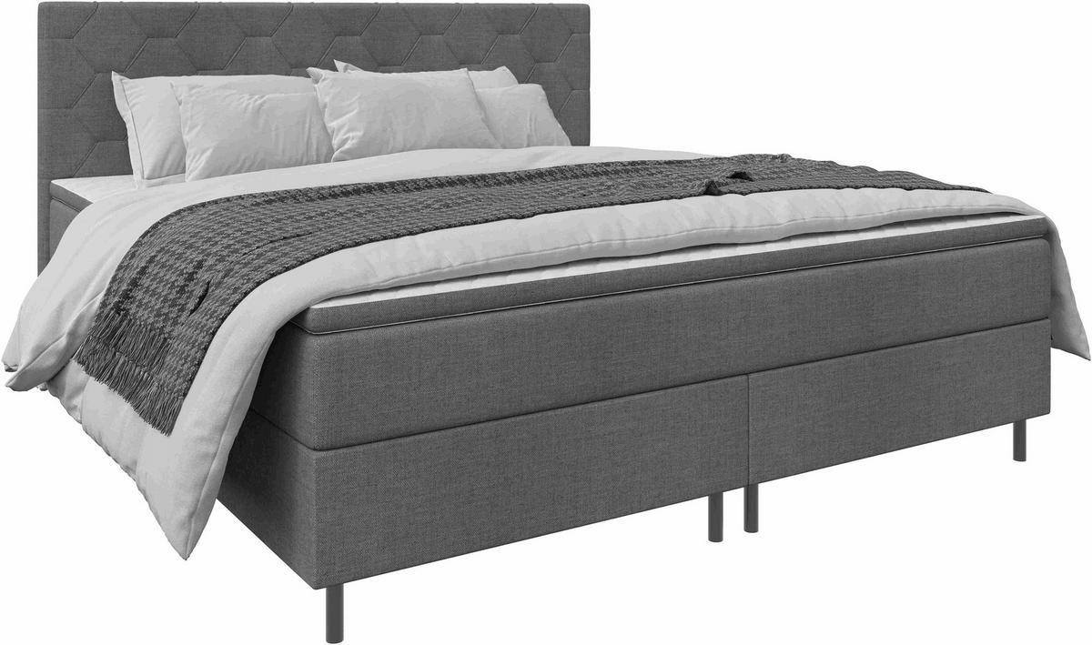 BOXSPRINGBETT 180/200 cm  Graubraun  - Graubraun/Schwarz, Konventionell, Textil/Metall (180/200cm) - Chameo