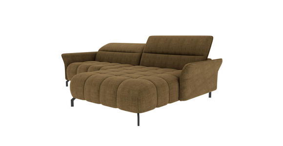 ECKSOFA Olivgrün Flachgewebe Rücken echt, Kopfteilverstellung, Sitztiefenverstellung  - Schwarz/Olivgrün, KONVENTIONELL, Textil/Metall (272/175cm) - Carryhome