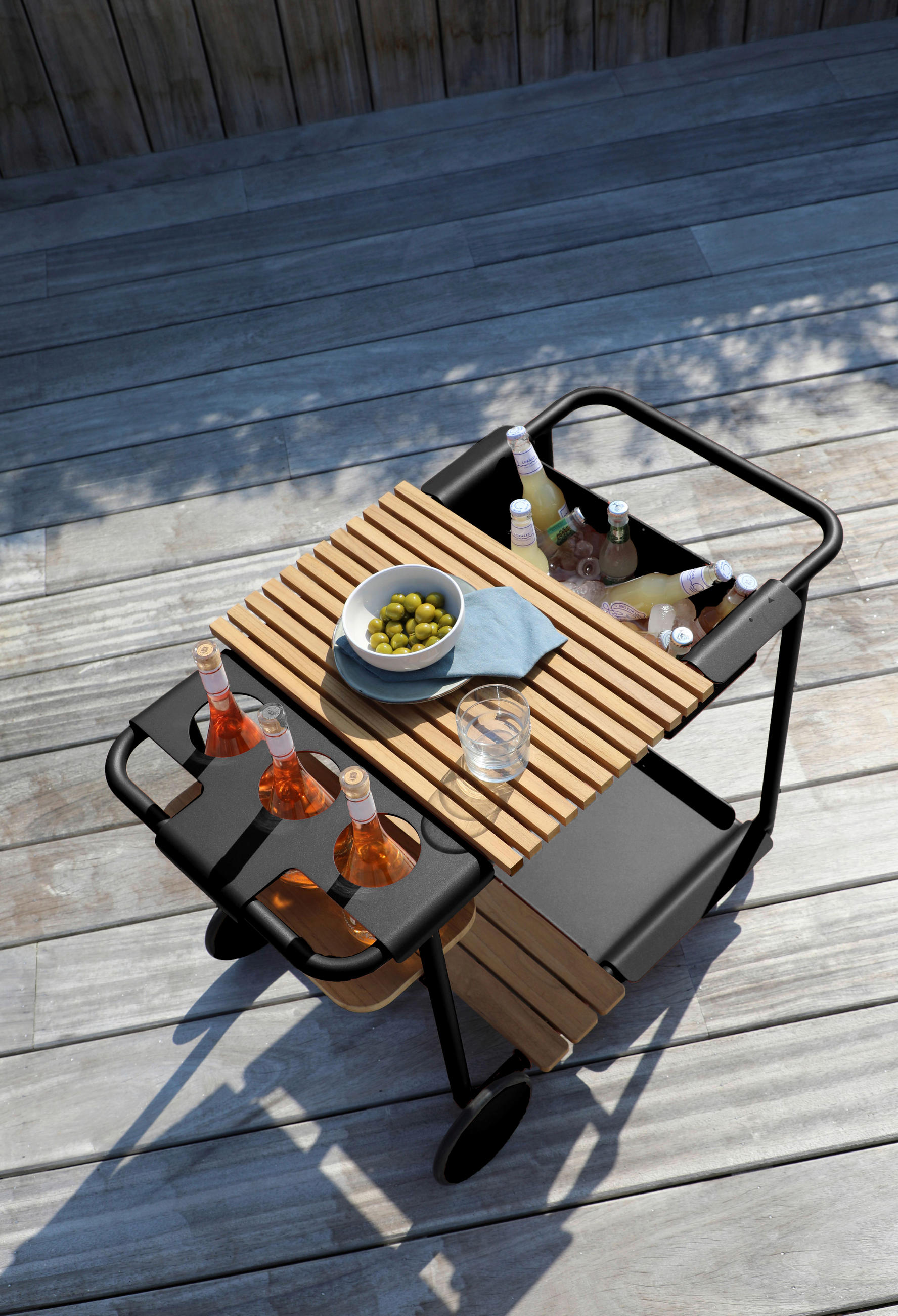 Thumbnail - Zebra  Garten-Servierwagen Somerset, Graphit, Teak, Holz, Metall, Teakholz, rechteckig, Rundrohr, 51.5x68x90.5 cm, Staur...