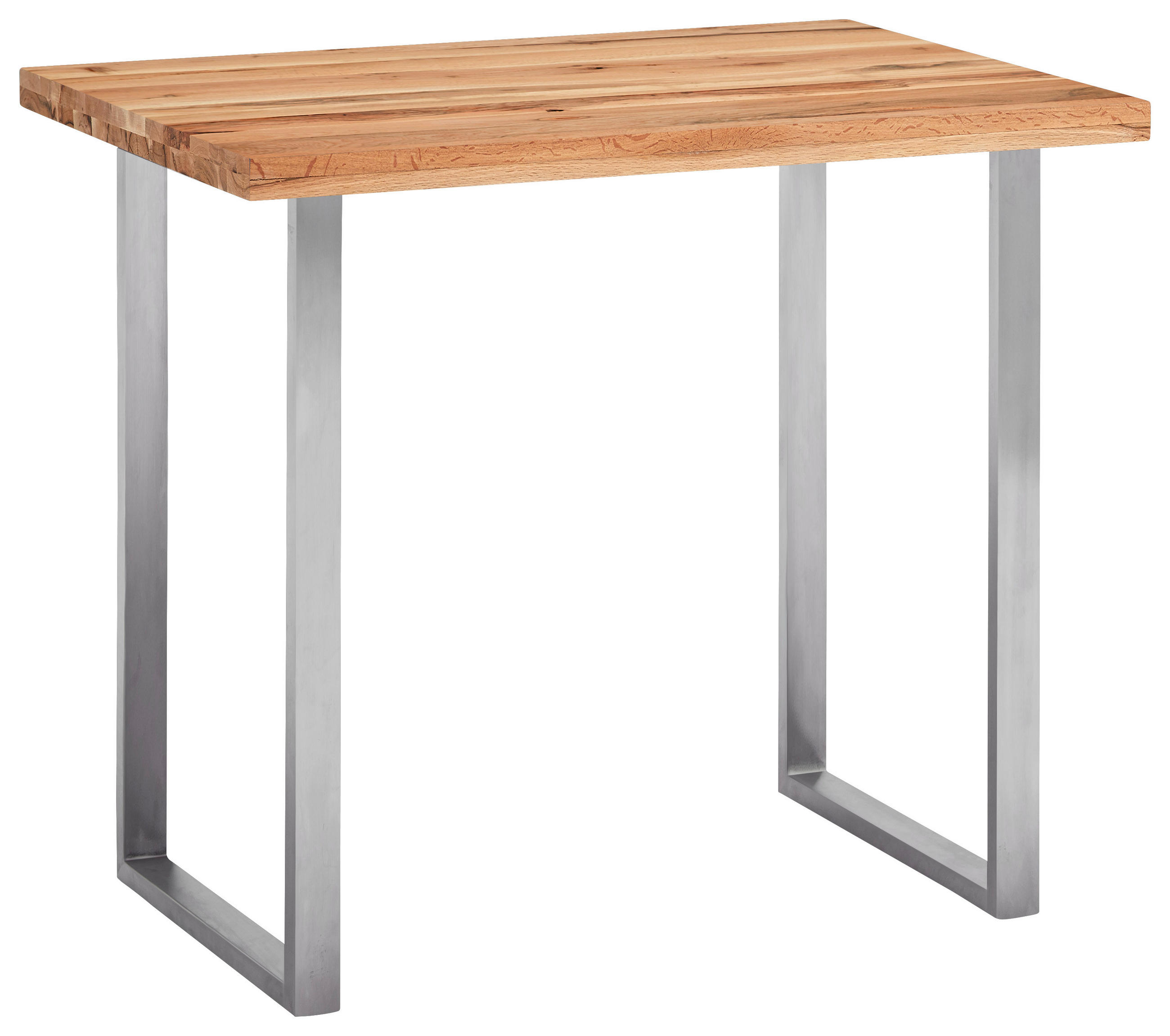 BARTISCH Wildeiche massiv rechteckig Eichefarben, Edelstahlfarben - Edelstahlfarben/Eichefarben, Design, Holz/Metall (120/80/95cm) - Novel