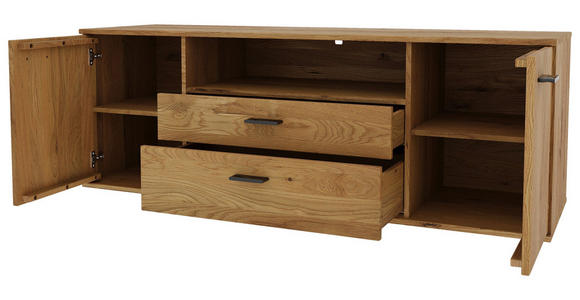 LOWBOARD  165/58/50 cm 2 Schublade(n) Beimöbel erhältlich, stehend  - Schwarz/Eiche Artisan, Natur, Holz/Holzwerkstoff (165/58/50cm) - Linea Natura