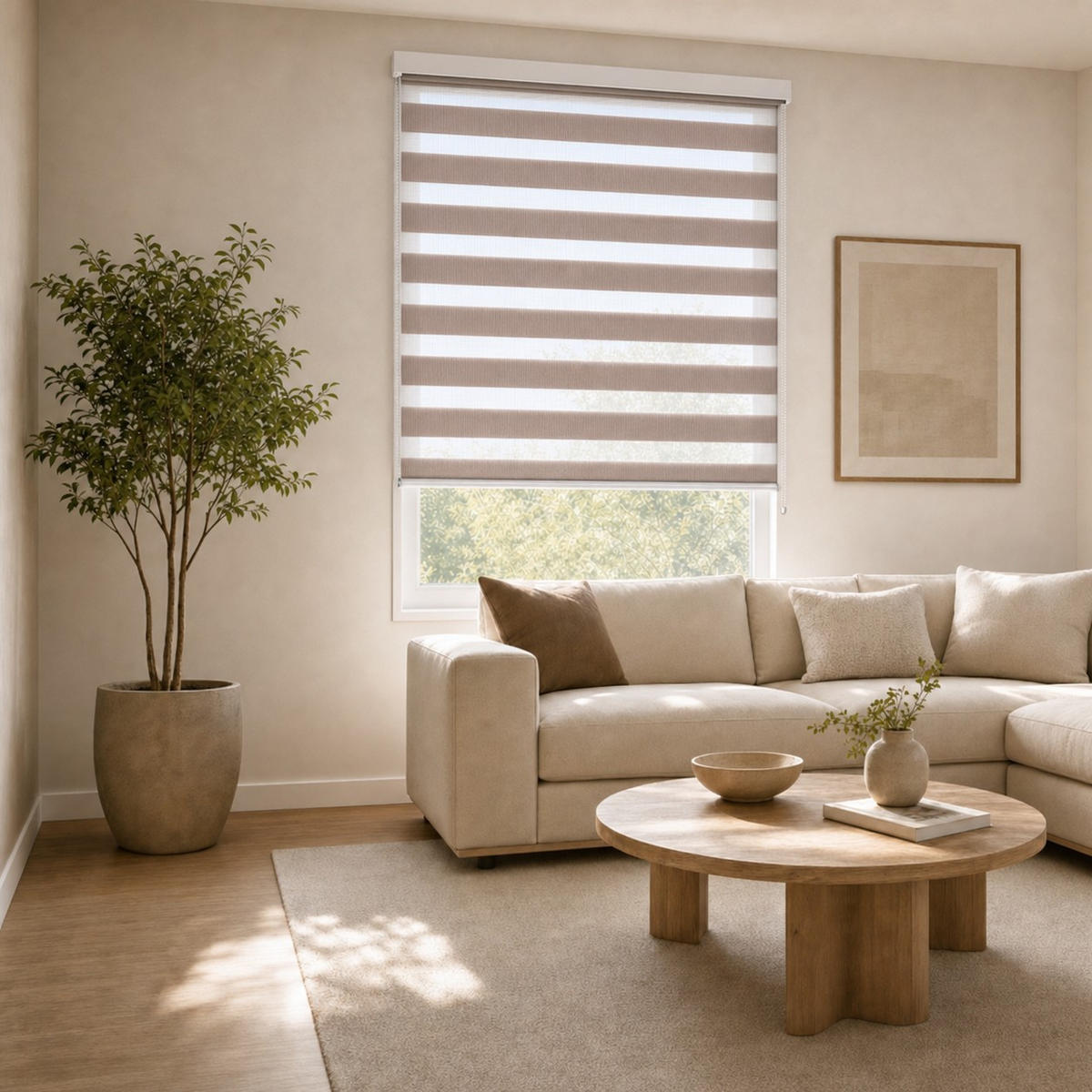 DUO ROLO montaža brez vrtanja  pol prosojno  100/160 cm    - rjava, Basics, tekstil (100/160cm) - Boxxx