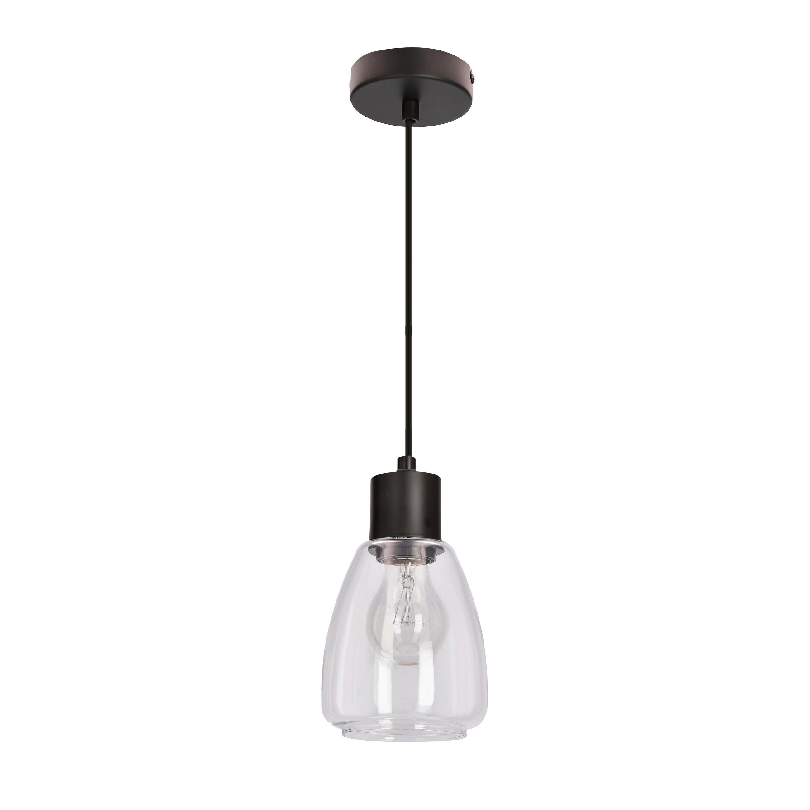 PENDELLEUCHTE 12/12/120 cm  - Transparent/Schwarz, KONVENTIONELL, Metall (12/12/120cm)