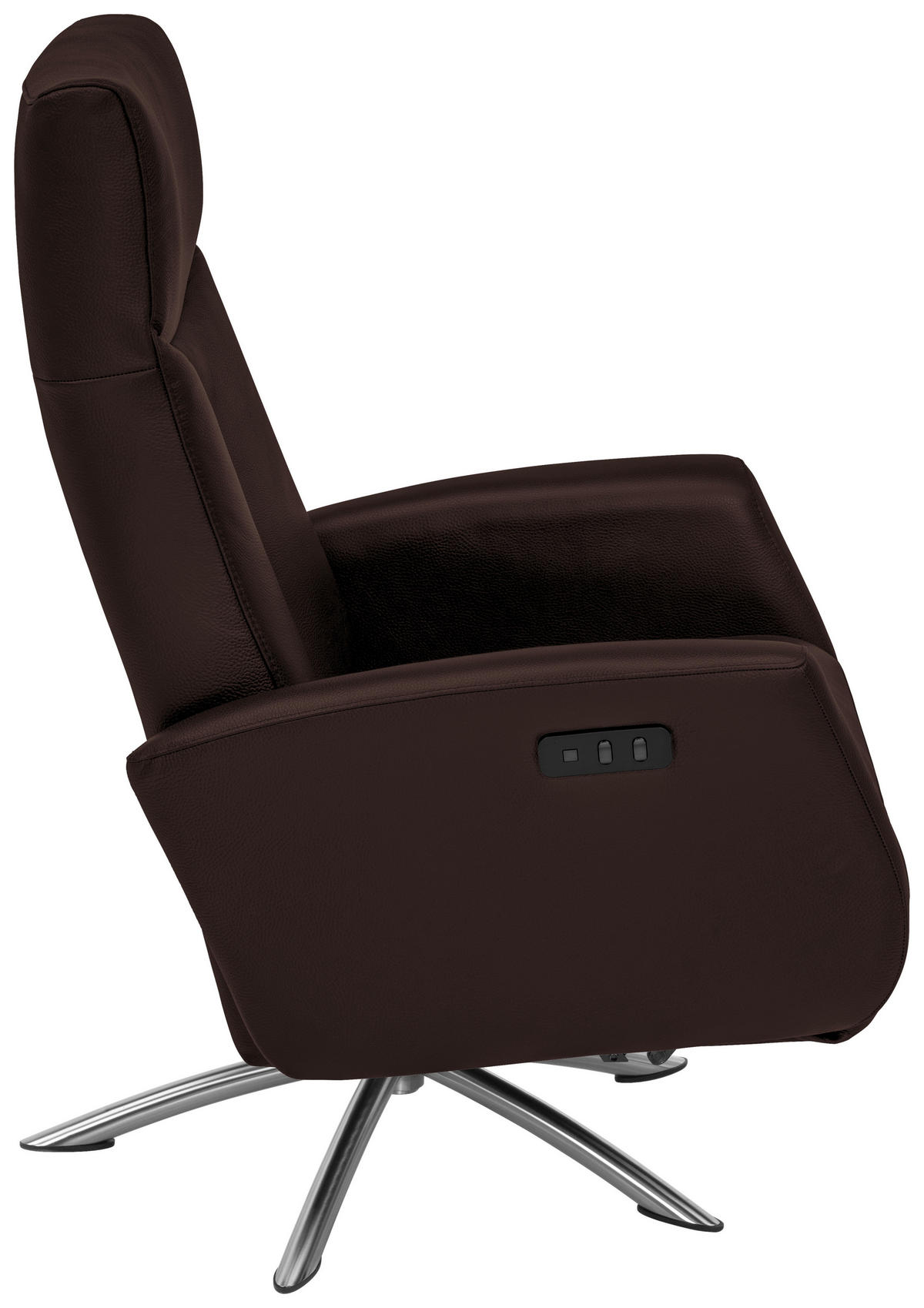 RELAXSESSEL in Leder Dunkelbraun  - Dunkelbraun/Silberfarben, Design, Leder/Metall (73/105/82cm) - Welnova