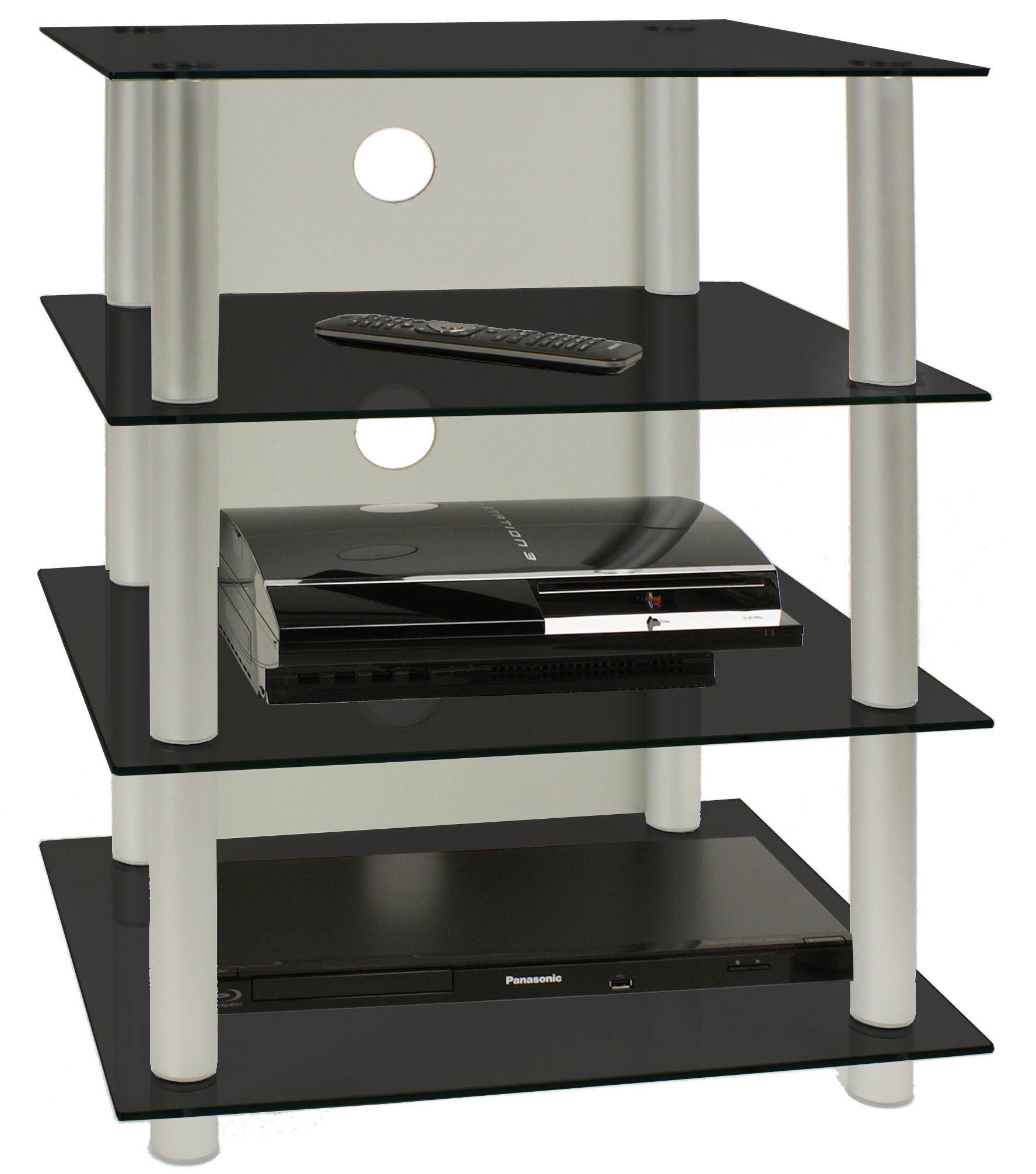 Phonotisch in Schwarz/ - Silberfarben/Schwarz, Konventionell, Glas/Metall (54/70/45cm) - MID.YOU