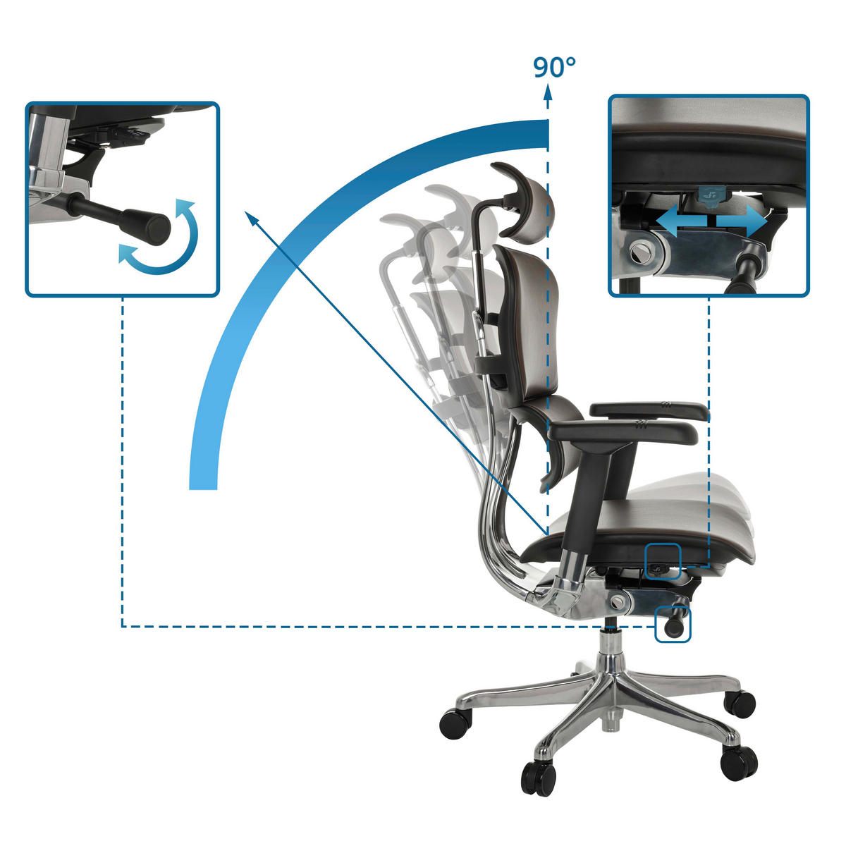 DREHSTUHL Dunkelbraun  - Dunkelbraun/Silberfarben, MODERN, Leder/Kunststoff (78/117 - 136/64cm) - MID.YOU