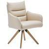 ARMLEHNSTUHL  in Echtleder pigmentiert  - Eichefarben/Beige, Design, Leder/Holz (59/85/67cm) - Welnova