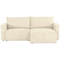 ECKSOFA Beige Feincord  - Beige/Schwarz, KONVENTIONELL, Kunststoff/Textil (242/151cm) - Carryhome