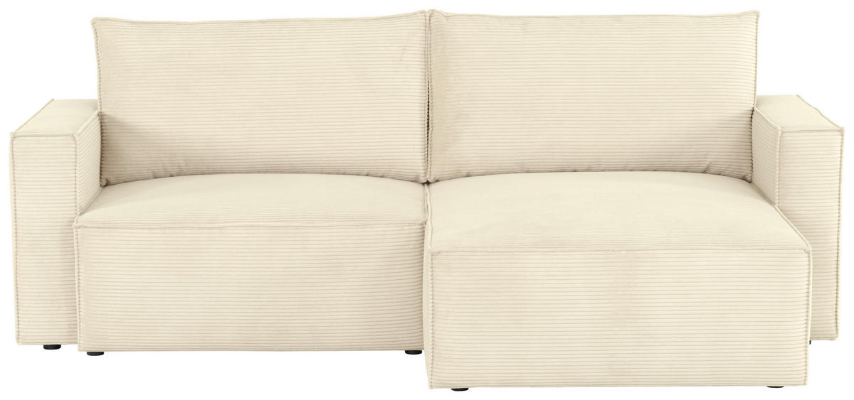 ECKSOFA Beige Feincord  - Beige/Schwarz, KONVENTIONELL, Kunststoff/Textil (242/151cm) - Carryhome