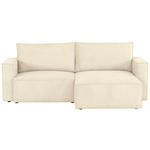 ECKSOFA in Feincord Beige  - Beige/Schwarz, KONVENTIONELL, Kunststoff/Textil (242/151cm) - Carryhome