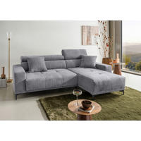 ECKSOFA Chenille Grau  - Schwarz/Grau, Basics, Textil/Metall (250/183cm) - Livetastic