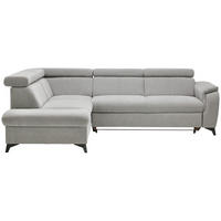ECKSOFA in Chenille Grau  - Schwarz/Grau, Design, Textil/Metall (203/260cm) - Stylife