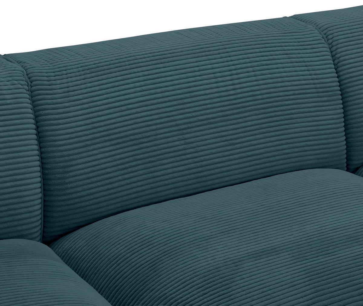 ECKSOFA in Cord Petrol  - Petrol/Schwarz, Design, Kunststoff/Textil (303/196cm) - Livetastic
