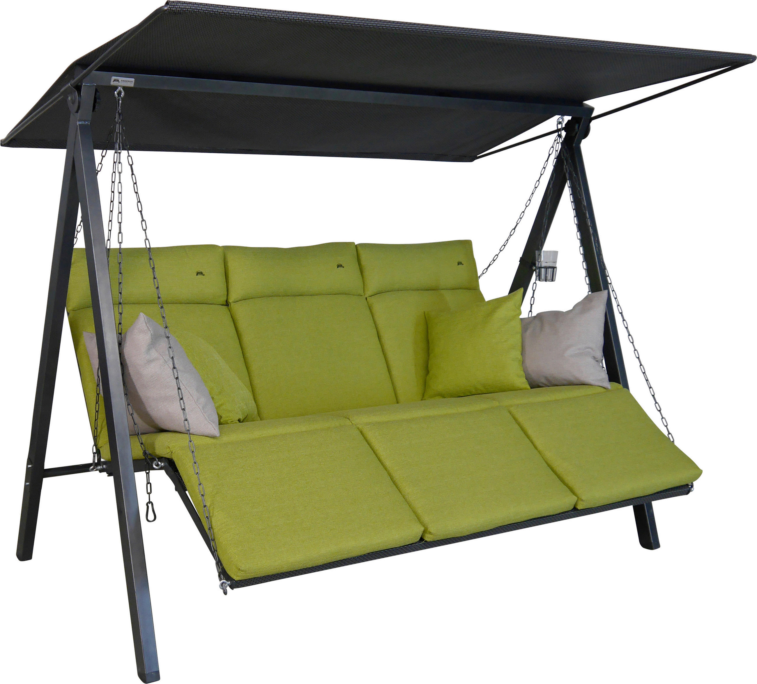 HOLLYWOODSCHAUKEL 210/160/145 cm  - Dunkelgrau/Anthrazit, Basics, Textil/Metall (210/160/145cm) - Boxxx