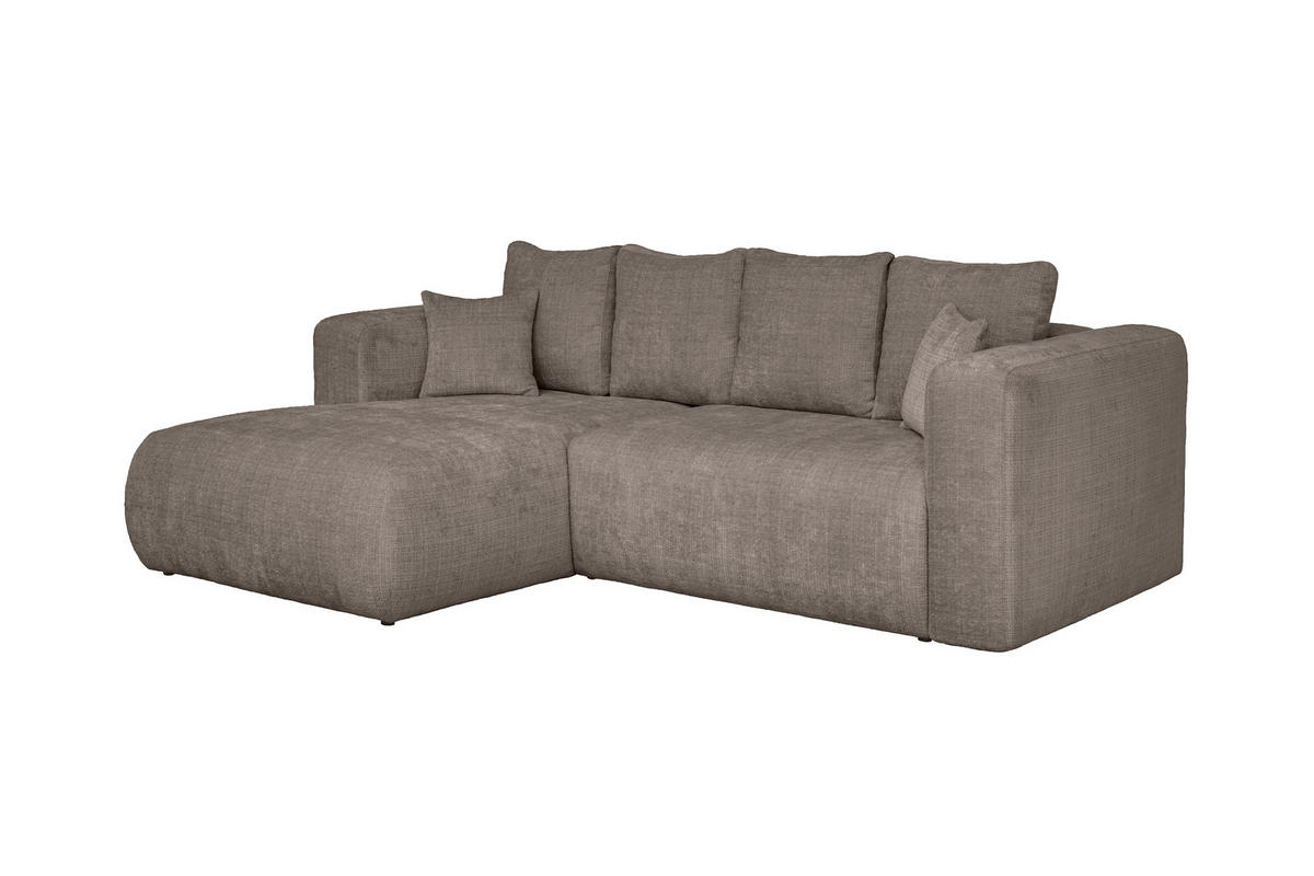 ECKSOFA Taupe Chenille Zierkissen, Rückenkissen, Rücken echt  - Taupe/Schwarz, MODERN, Kunststoff/Textil (188/276cm) - Milino