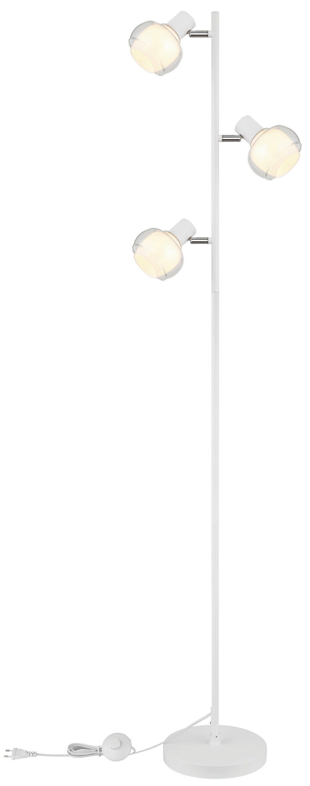 GOLVLAMPA 25/23/154 cm    - klar/vit, Design, metall/glas (25/23/154cm) - Globo