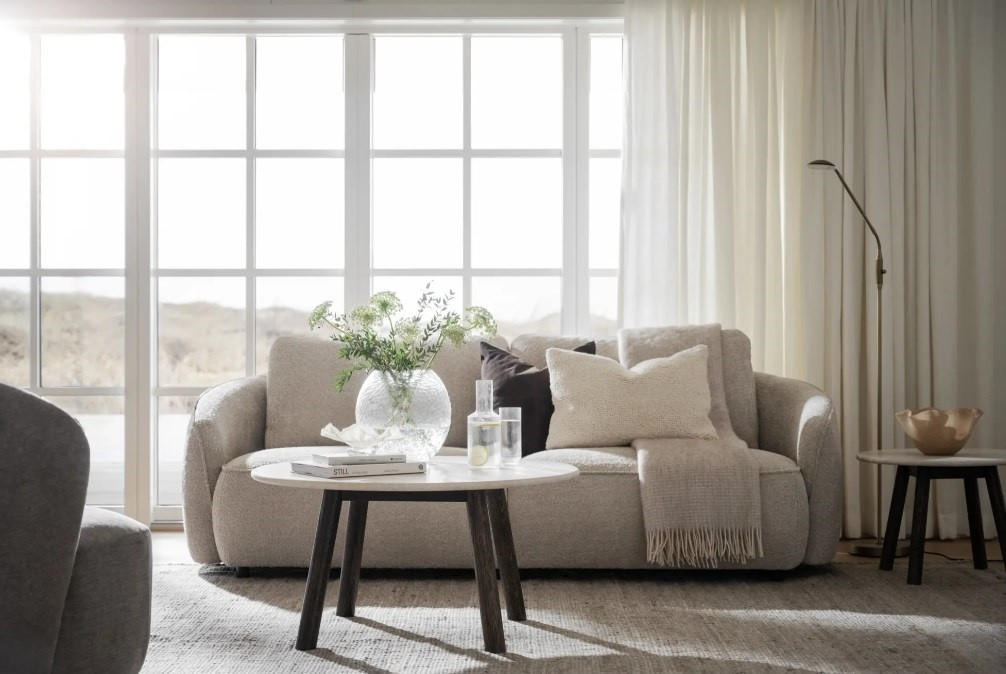 3-SITS SOFFA i beige  - beige/svart, Klassisk, metall/trä (226/80/102cm) - Rowico